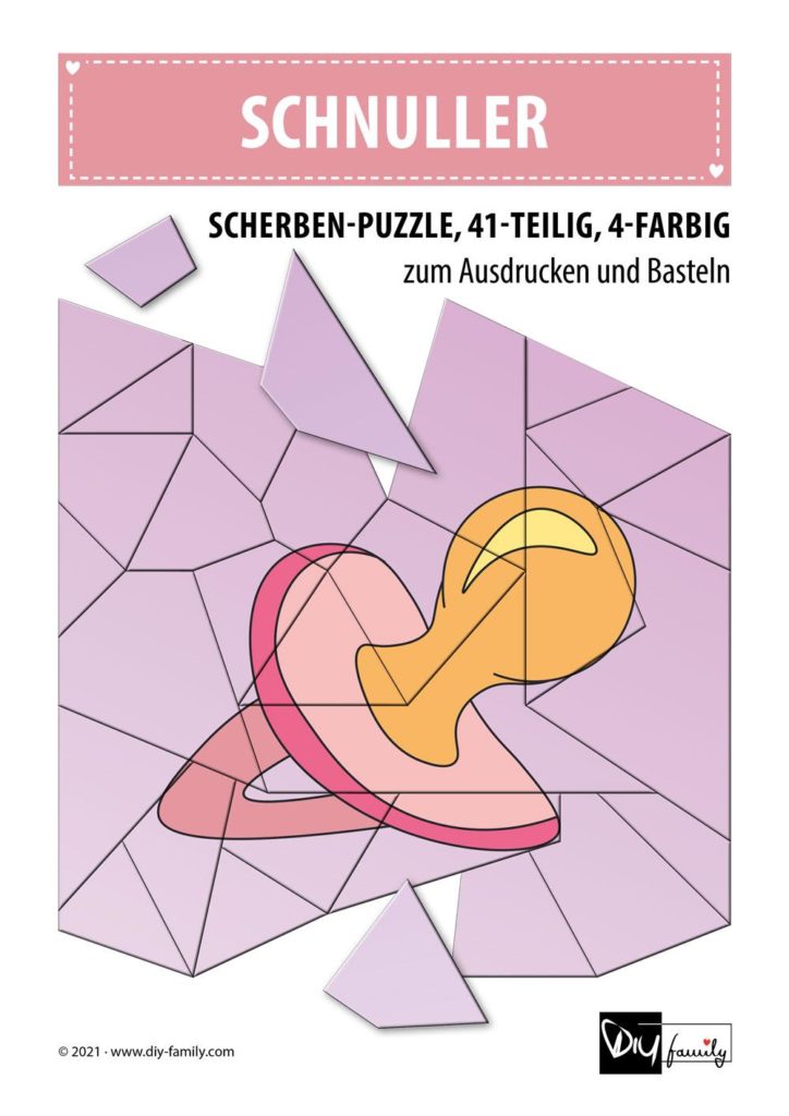 Schnuller – Scherben-Puzzle zum Ausdrucken und Ausschneiden