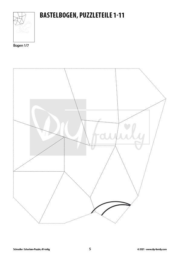 Schnuller – Scherben-Puzzle zum Ausdrucken, Ausschneiden und Ausmalen
