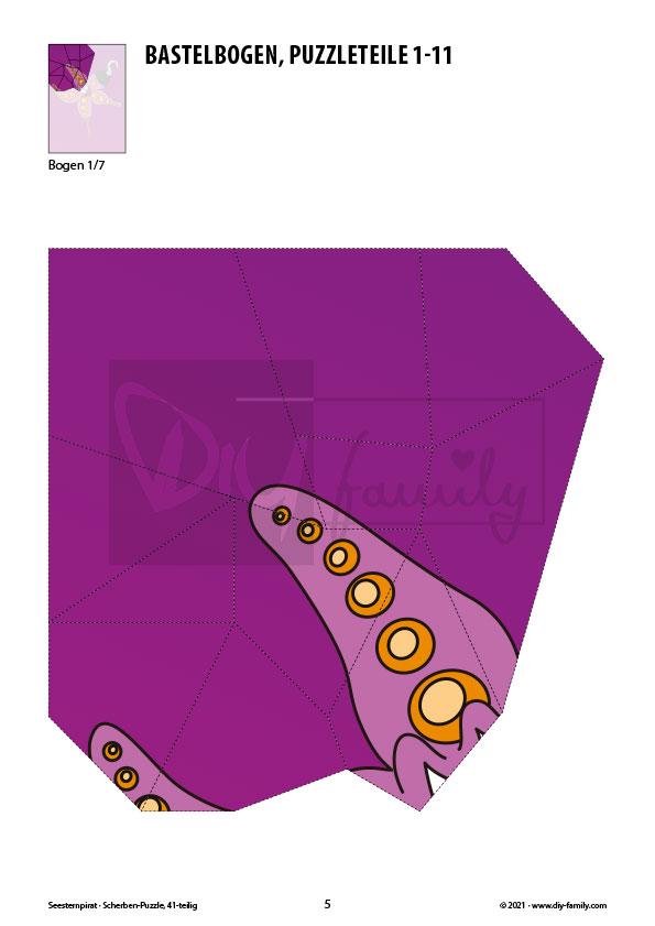 Seestern – Scherben-Puzzle zum Ausdrucken und Ausschneiden