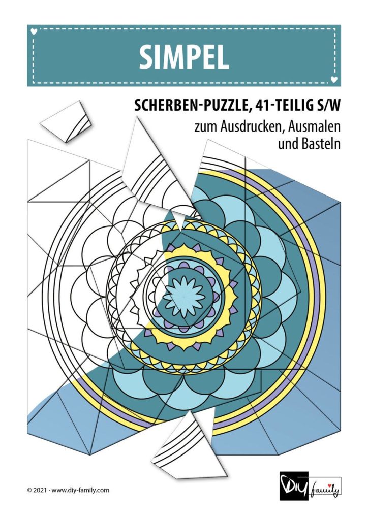 Simpel – Scherben-Puzzle zum Ausdrucken, Ausschneiden und Ausmalen