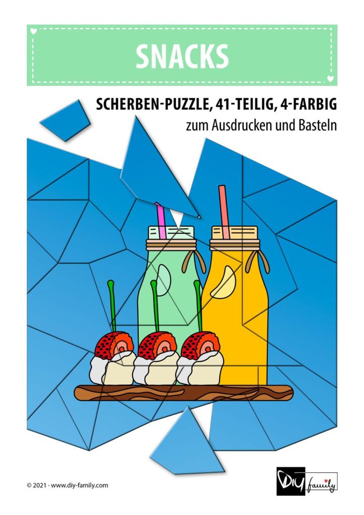 Snacks – Scherben-Puzzle zum Ausdrucken und Ausschneiden
