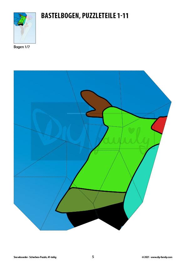 Snowboarder – Scherben-Puzzle zum Ausdrucken und Ausschneiden