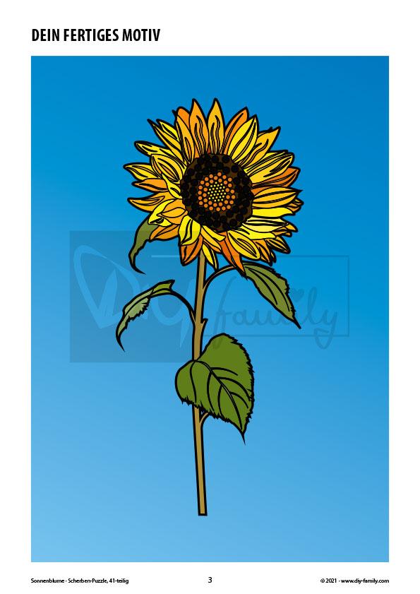 Sonnenblume – Scherben-Puzzle zum Ausdrucken und Ausschneiden