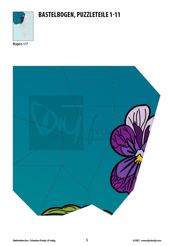 Stiefmütterchen – Scherben-Puzzle zum Ausdrucken und Ausschneiden