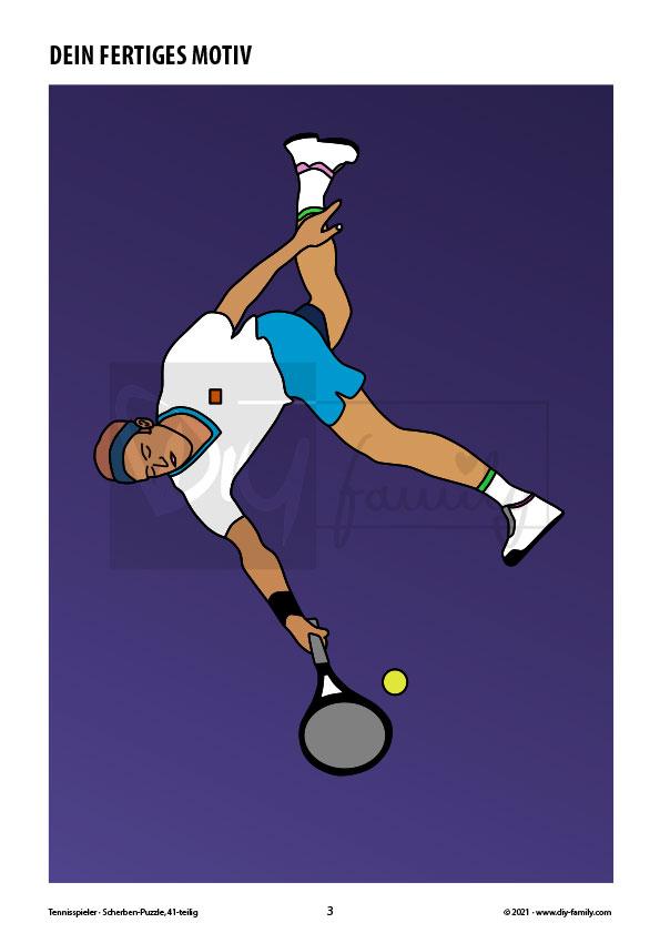 Tennisspieler – Scherben-Puzzle zum Ausdrucken, Ausschneiden und Ausmalen