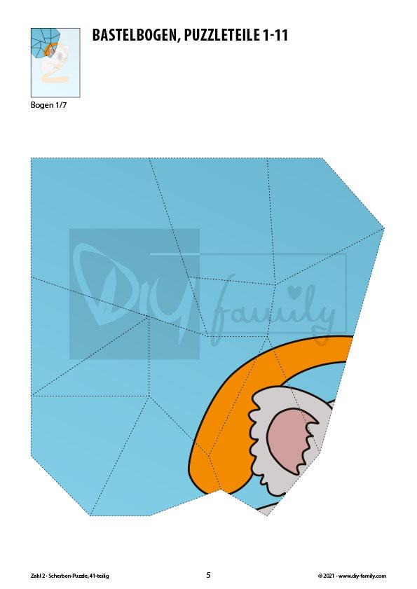Tierzahlen 2 – Scherben-Puzzle zum Ausdrucken und Ausschneiden