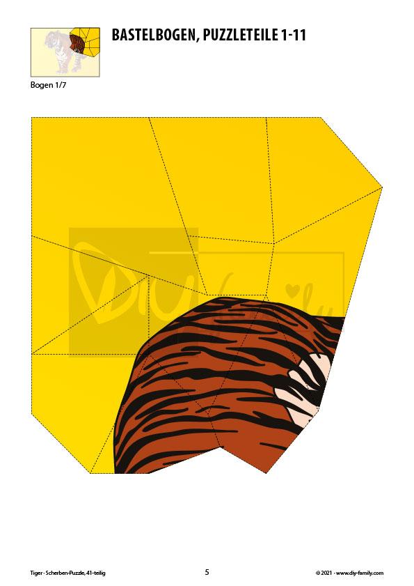 Tiger – Scherben-Puzzle zum Ausdrucken und Ausschneiden