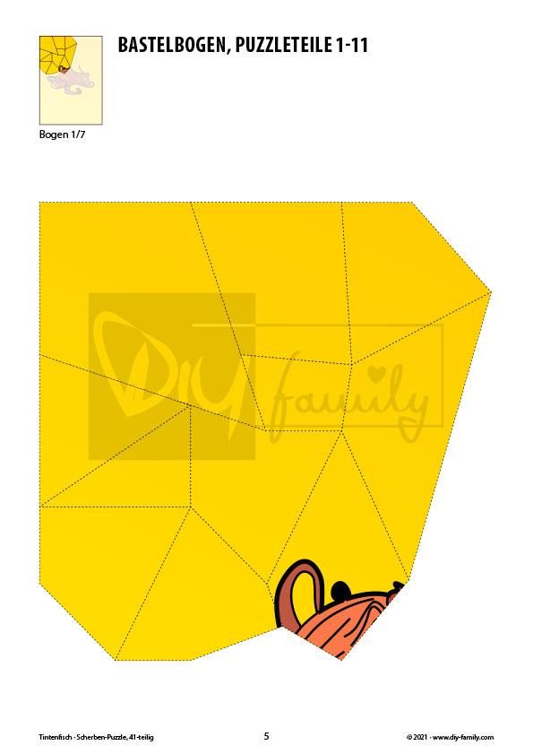 Tintenfisch – Scherben-Puzzle zum Ausdrucken und Ausschneiden