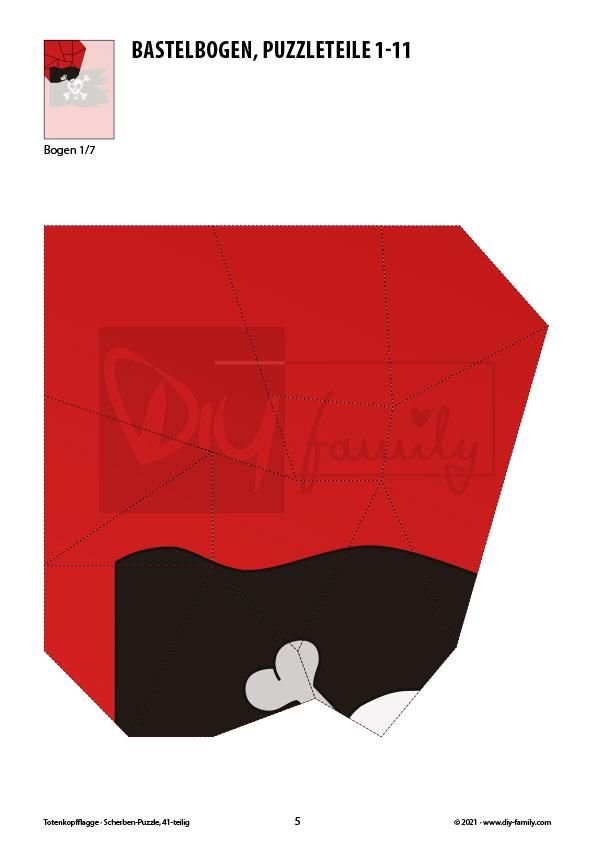 Totenkopfflagge – Scherben-Puzzle zum Ausdrucken und Ausschneiden