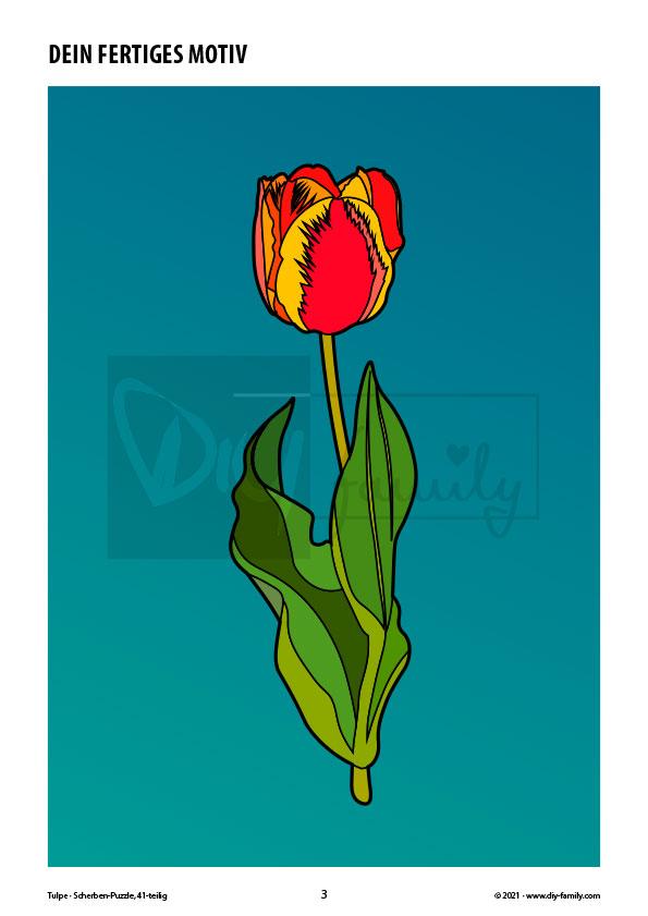 Tulpe – Scherben-Puzzle zum Ausdrucken und Ausschneiden