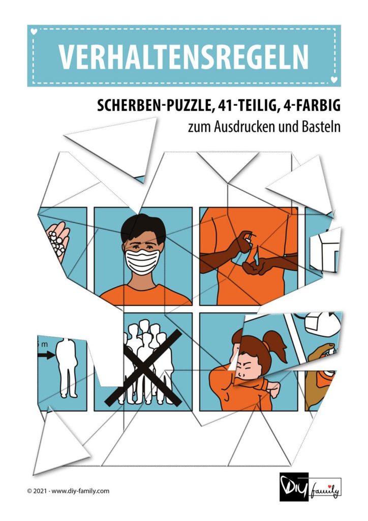 Verhaltensregeln – Scherben-Puzzle zum Ausdrucken und Ausschneiden