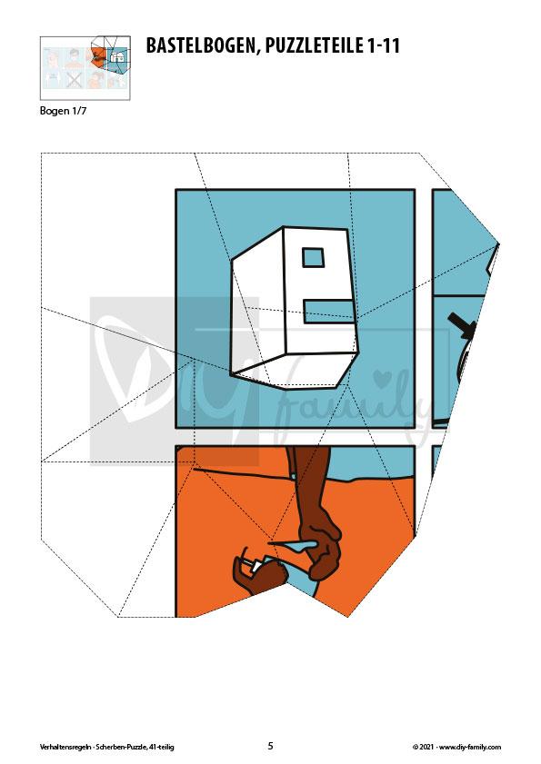 Verhaltensregeln – Scherben-Puzzle zum Ausdrucken und Ausschneiden