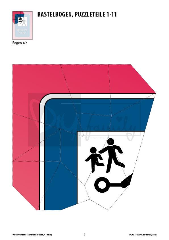 Verkehrshelfer – Scherben-Puzzle zum Ausdrucken und Ausschneiden