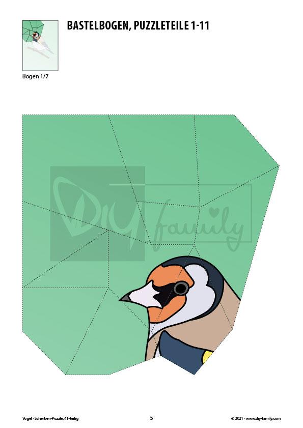 Vogel – Scherben-Puzzle zum Ausdrucken und Ausschneiden
