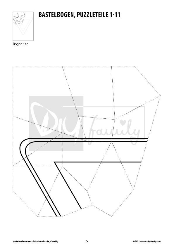 Vorfahrt gewähren – Scherben-Puzzle zum Ausdrucken, Ausschneiden und Ausmalen