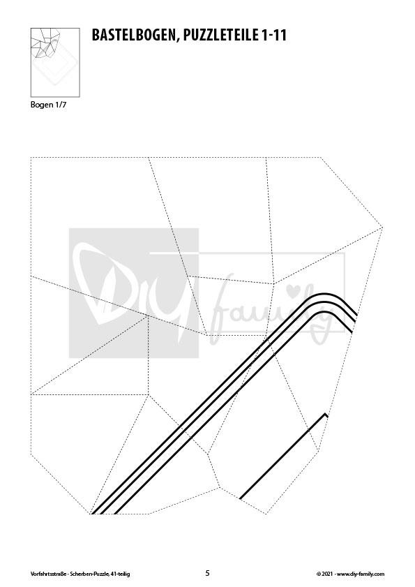 Vorfahrtsstraße – Scherben-Puzzle zum Ausdrucken, Ausschneiden und Ausmalen