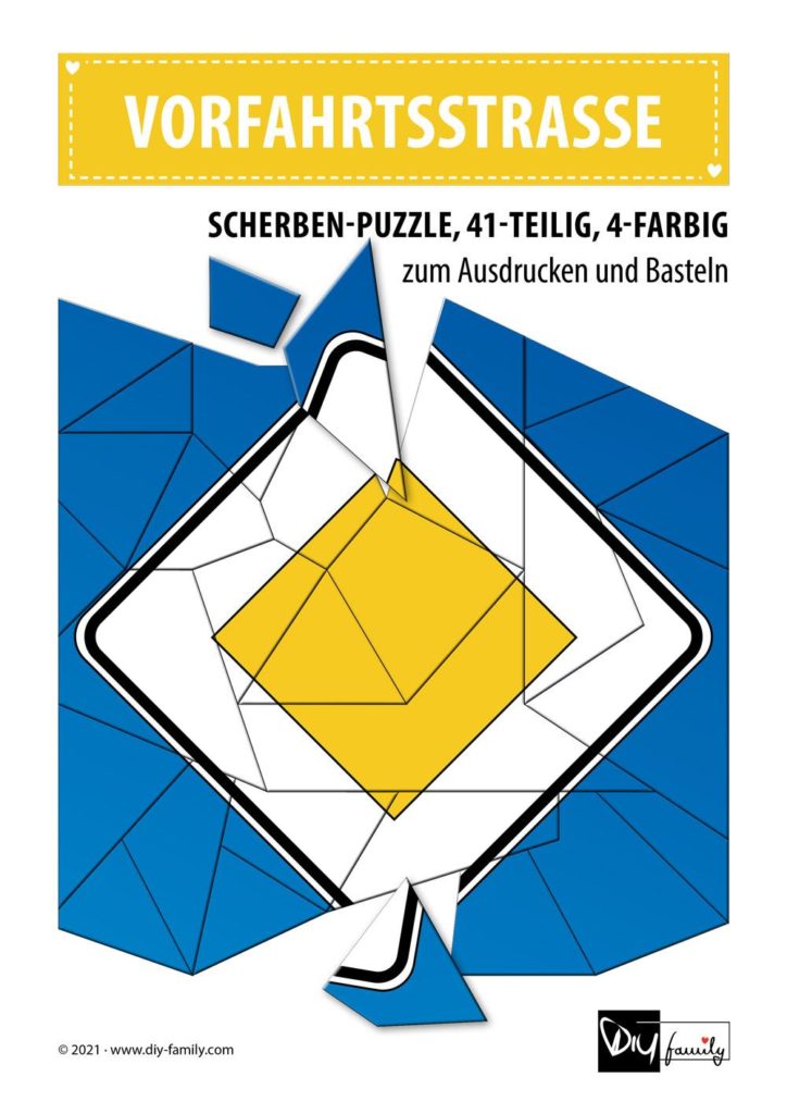 Vorfahrtsstraße – Scherben-Puzzle zum Ausdrucken und Ausschneiden