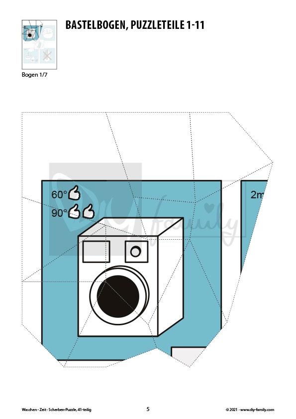 Waschen Zeit – Scherben-Puzzle zum Ausdrucken und Ausschneiden