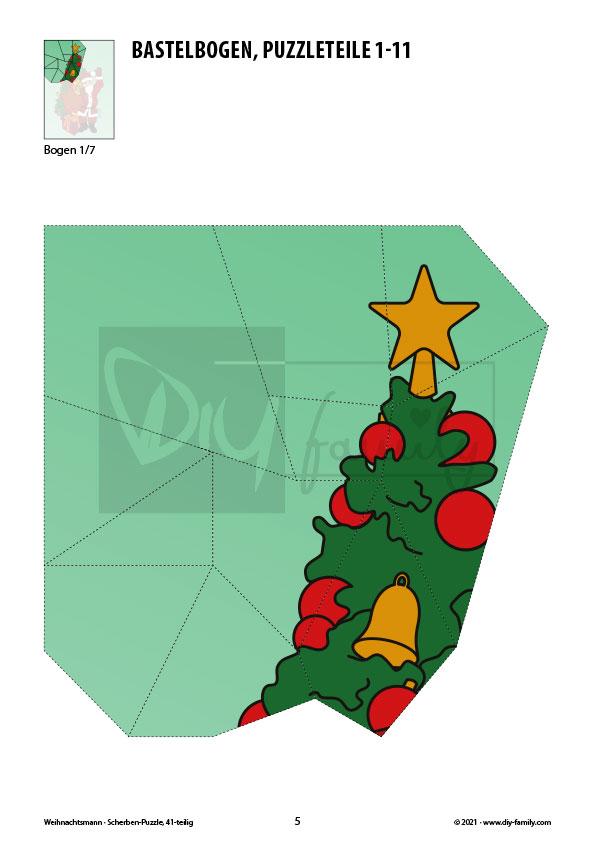 Weihnachtsmann 2 – Scherben-Puzzle zum Ausdrucken und Ausschneiden