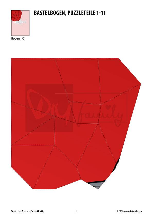Weisser Hai – Scherben-Puzzle zum Ausdrucken und Ausschneiden