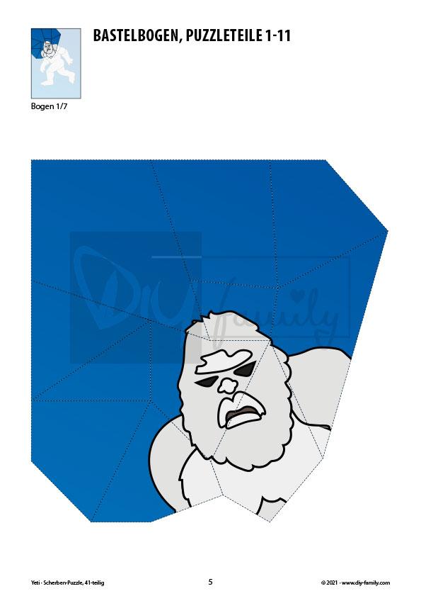 Yeti – Scherben-Puzzle zum Ausdrucken und Ausschneiden