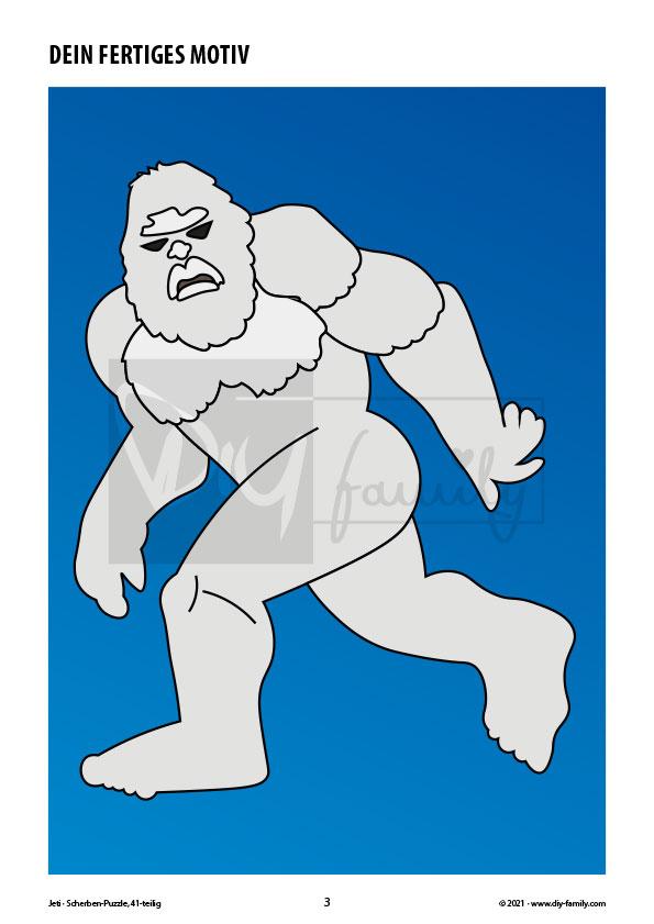Yeti – Scherben-Puzzle zum Ausdrucken, Ausschneiden und Ausmalen