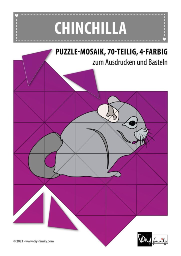 Chinchilla – Mosaikpuzzle zum Ausschneiden und Basteln