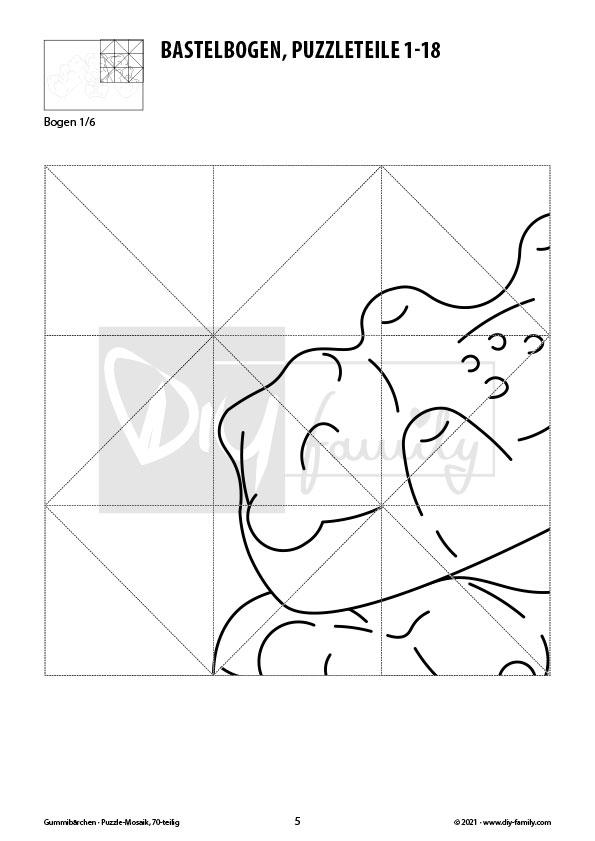 Gummibärchen – Mosaikpuzzle zum Ausschneiden und Ausmalen