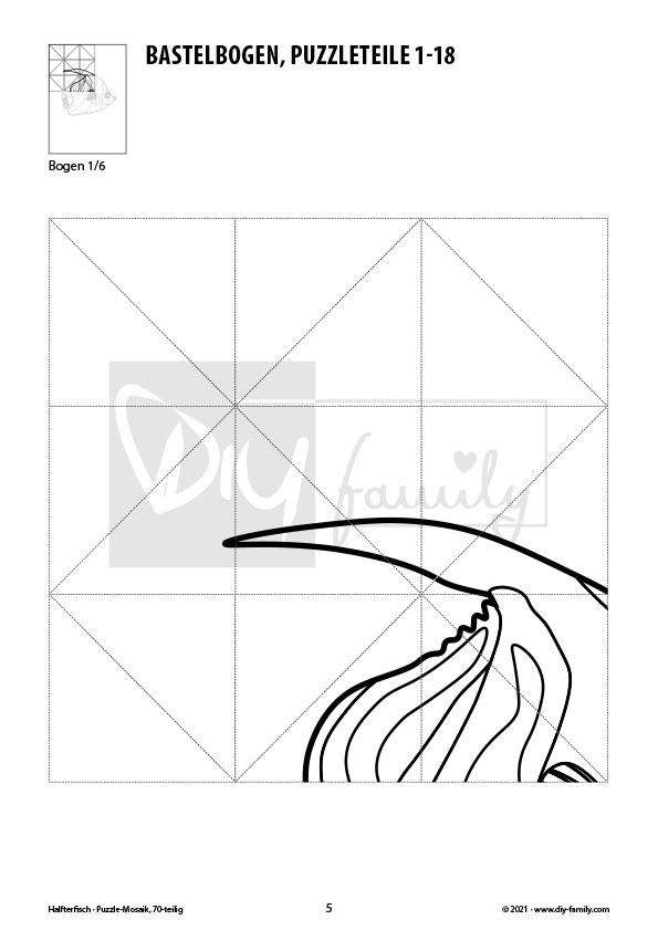 Halfterfisch – Mosaikpuzzle zum Ausschneiden und Ausmalen