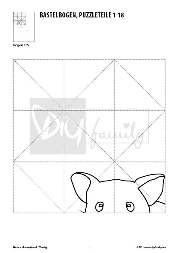 Hamster – Mosaikpuzzle zum Ausschneiden und Ausmalen