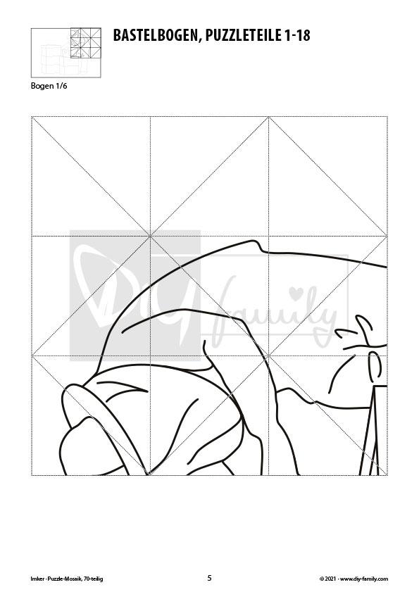 Imker – Mosaikpuzzle zum Ausschneiden und Ausmalen