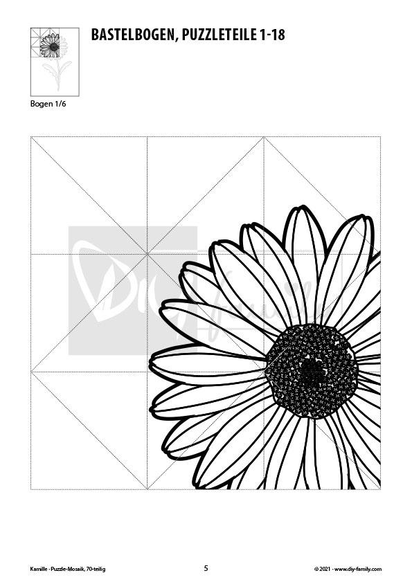 Kamille – Mosaikpuzzle zum Ausschneiden und Ausmalen