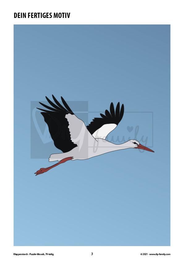 Klapperstorch – Mosaikpuzzle zum Ausschneiden und Ausmalen