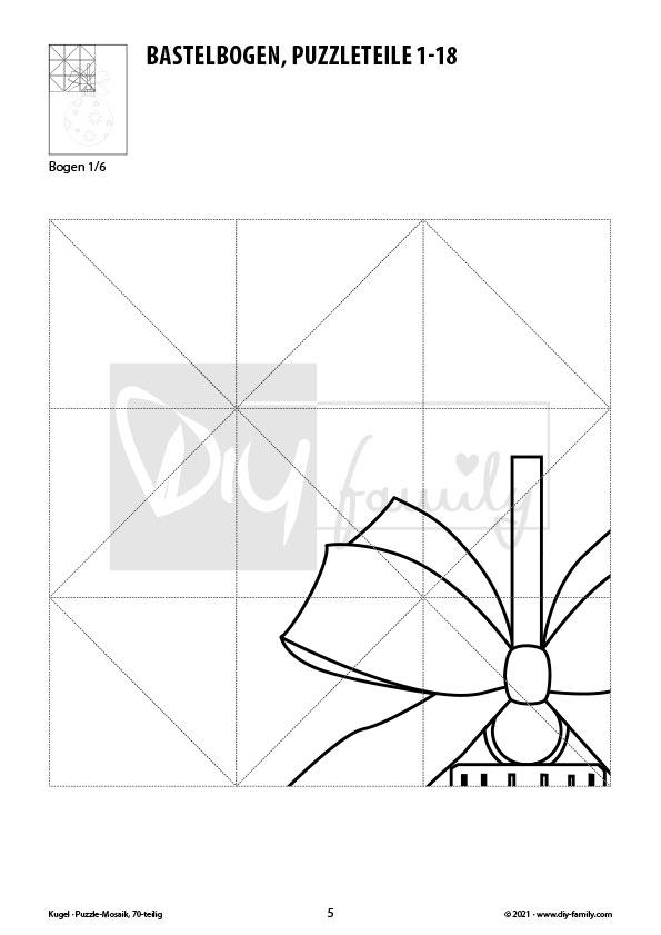 Kugel – Mosaikpuzzle zum Ausschneiden und Ausmalen