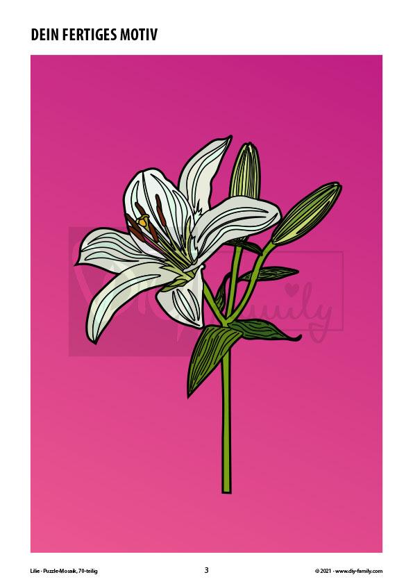 Lilie – Mosaikpuzzle zum Ausschneiden und Ausmalen
