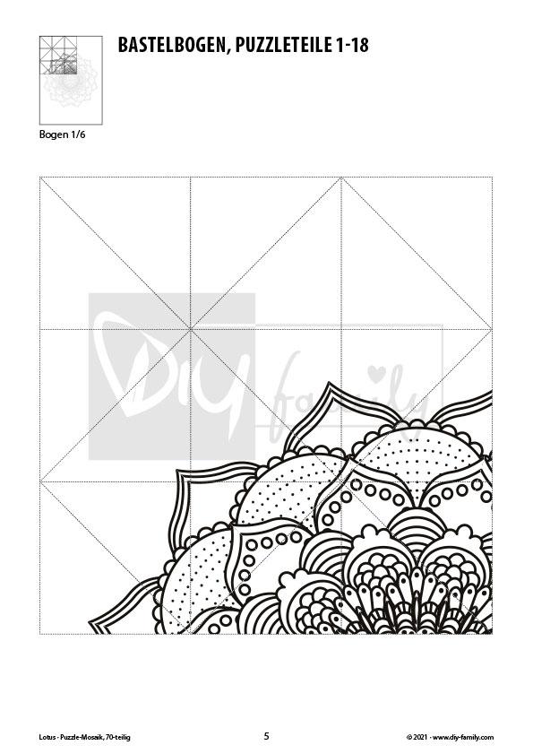 Lotus – Mosaikpuzzle zum Ausschneiden und Ausmalen