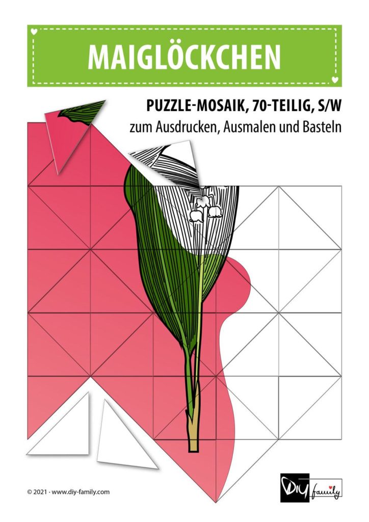 Maiglöckchen – Mosaikpuzzle zum Ausschneiden und Ausmalen