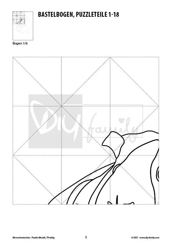 Meerschweinchen – Mosaikpuzzle zum Ausschneiden und Ausmalen