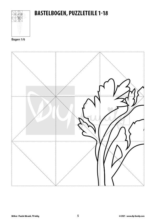 Möhre – Mosaikpuzzle zum Ausschneiden und Ausmalen
