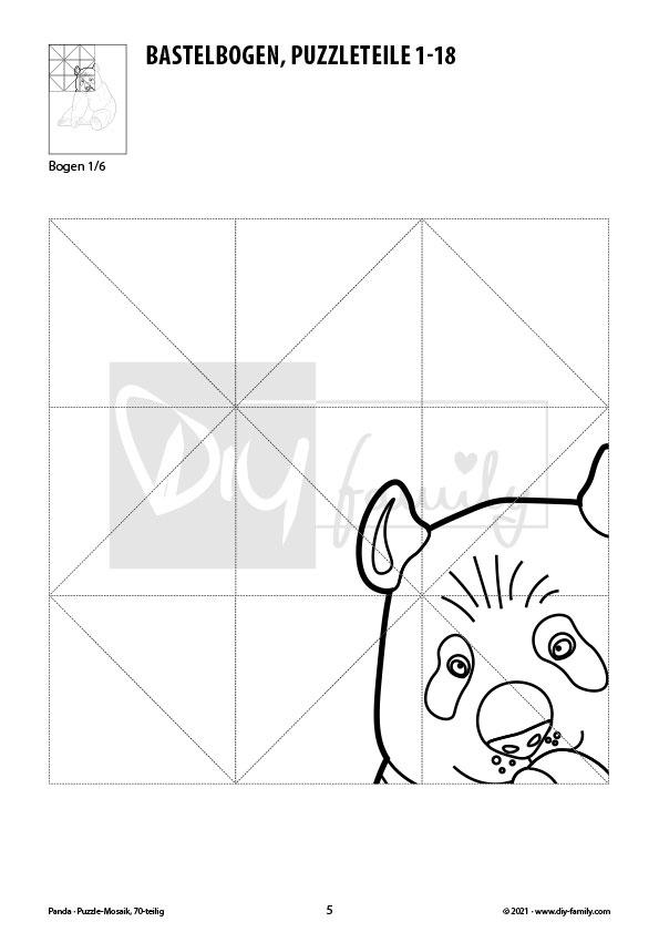 Panda – Mosaikpuzzle zum Ausschneiden und Ausmalen