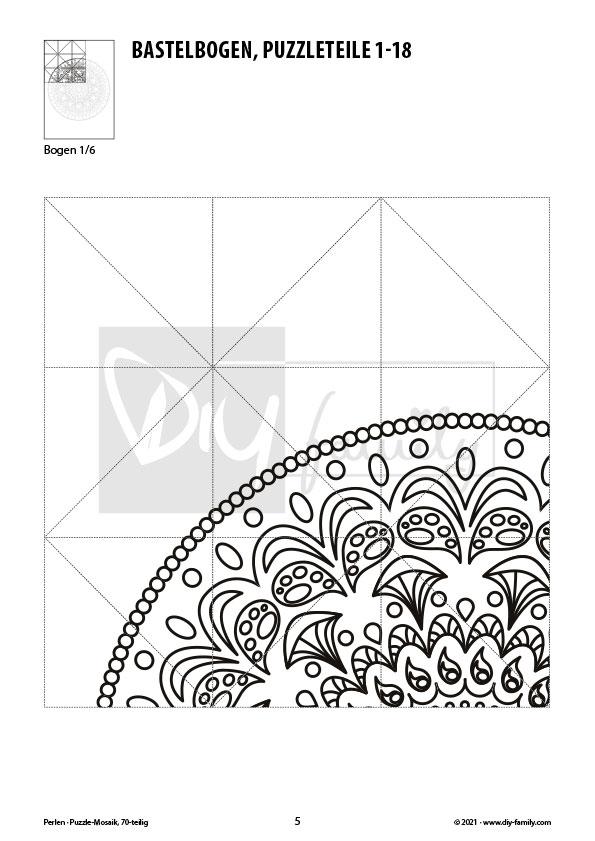 Perlen – Mosaikpuzzle zum Ausschneiden und Ausmalen