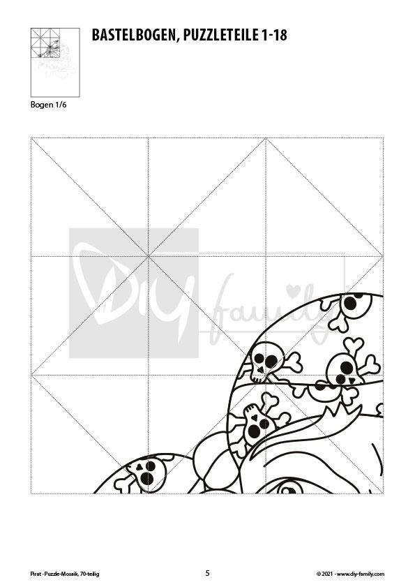 Pirat – Mosaikpuzzle zum Ausschneiden und Ausmalen