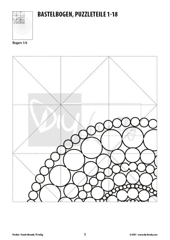Quadrate – Mosaikpuzzle zum Ausschneiden und Ausmalen