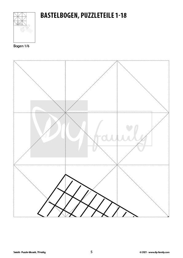 Satellit – Mosaikpuzzle zum Ausschneiden und Ausmalen