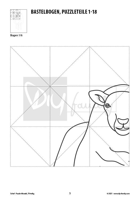 Schaf – Mosaikpuzzle zum Ausschneiden und Ausmalen