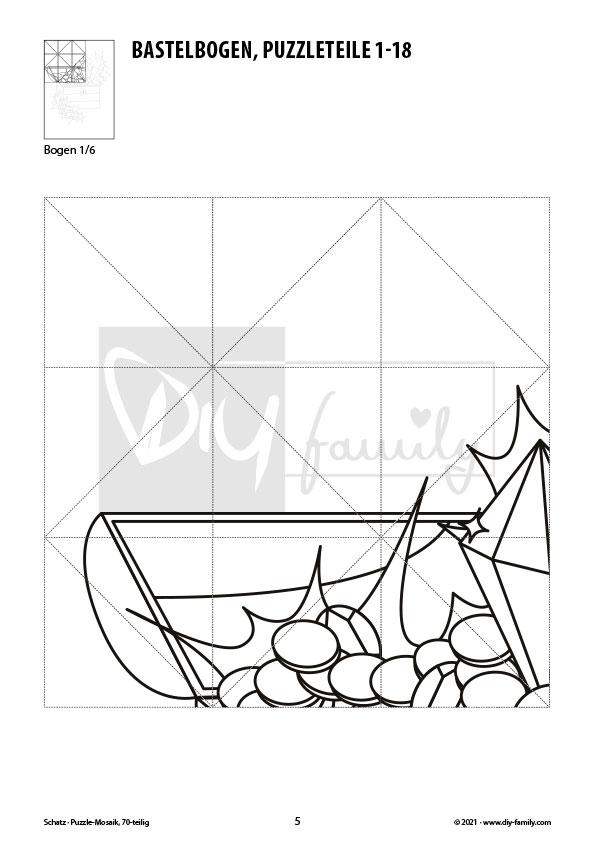 Schatz – Mosaikpuzzle zum Ausschneiden und Ausmalen