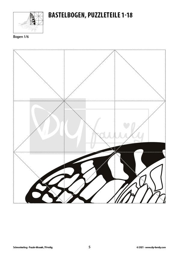 Schmetterling – Mosaikpuzzle zum Ausschneiden und Ausmalen
