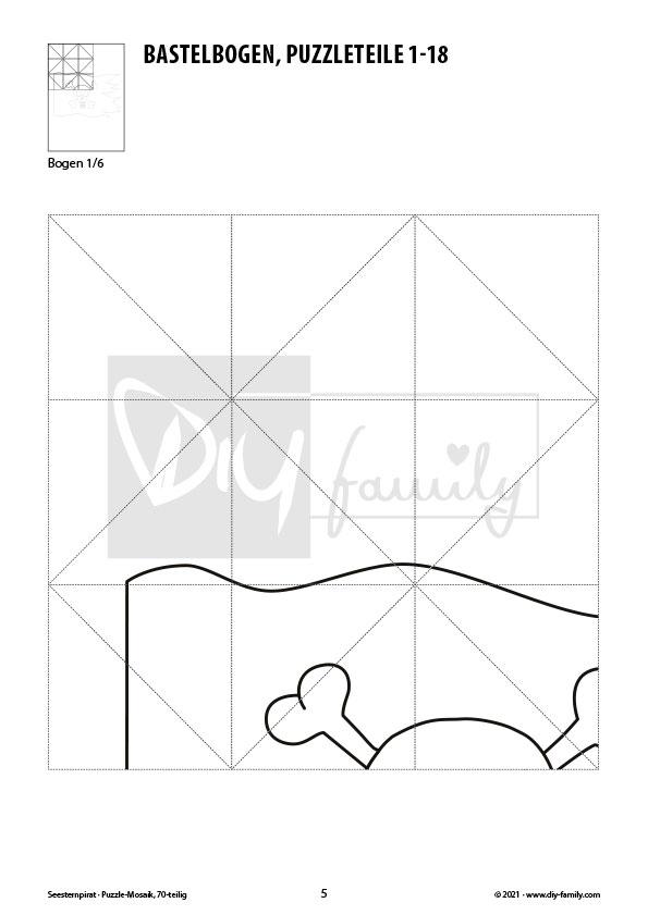 Totenkopfflagge – Mosaikpuzzle zum Ausschneiden und Ausmalen