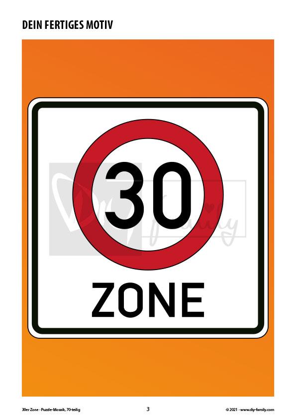 30er Zone – Mosaikpuzzle zum Ausschneiden und Basteln