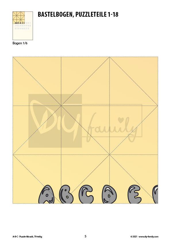 ABC – Mosaikpuzzle zum Ausschneiden und Basteln
